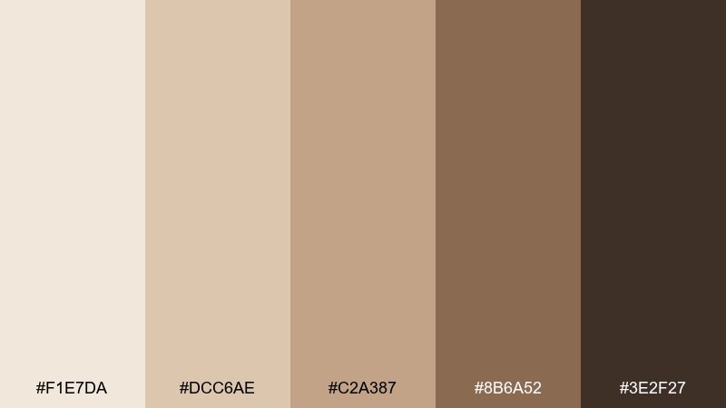 biscuit and cocoa cream beige color palette with hex codes