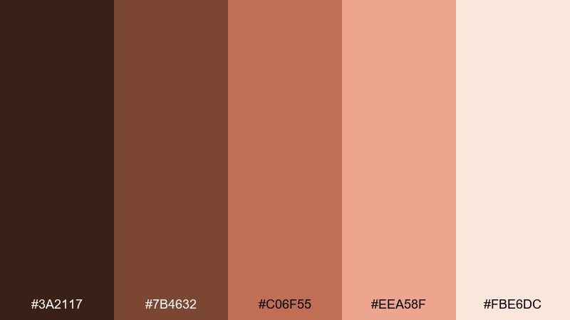 biscuit coral brown peach color palette with hex codes