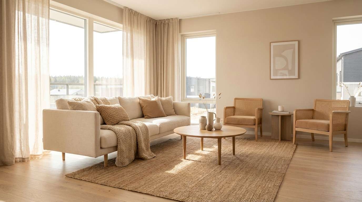sunlit neutral living room