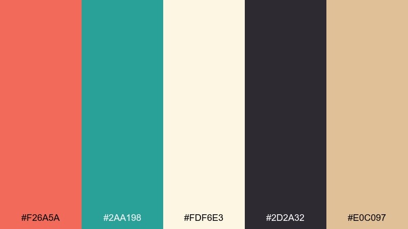 bistro menu chic salmon teal color palette with hex codes