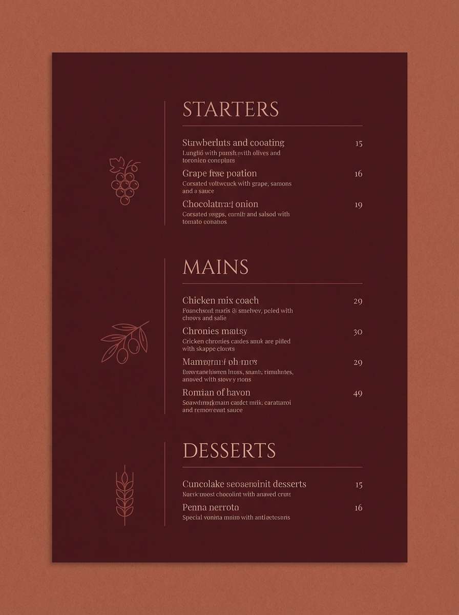 bistro menu layout