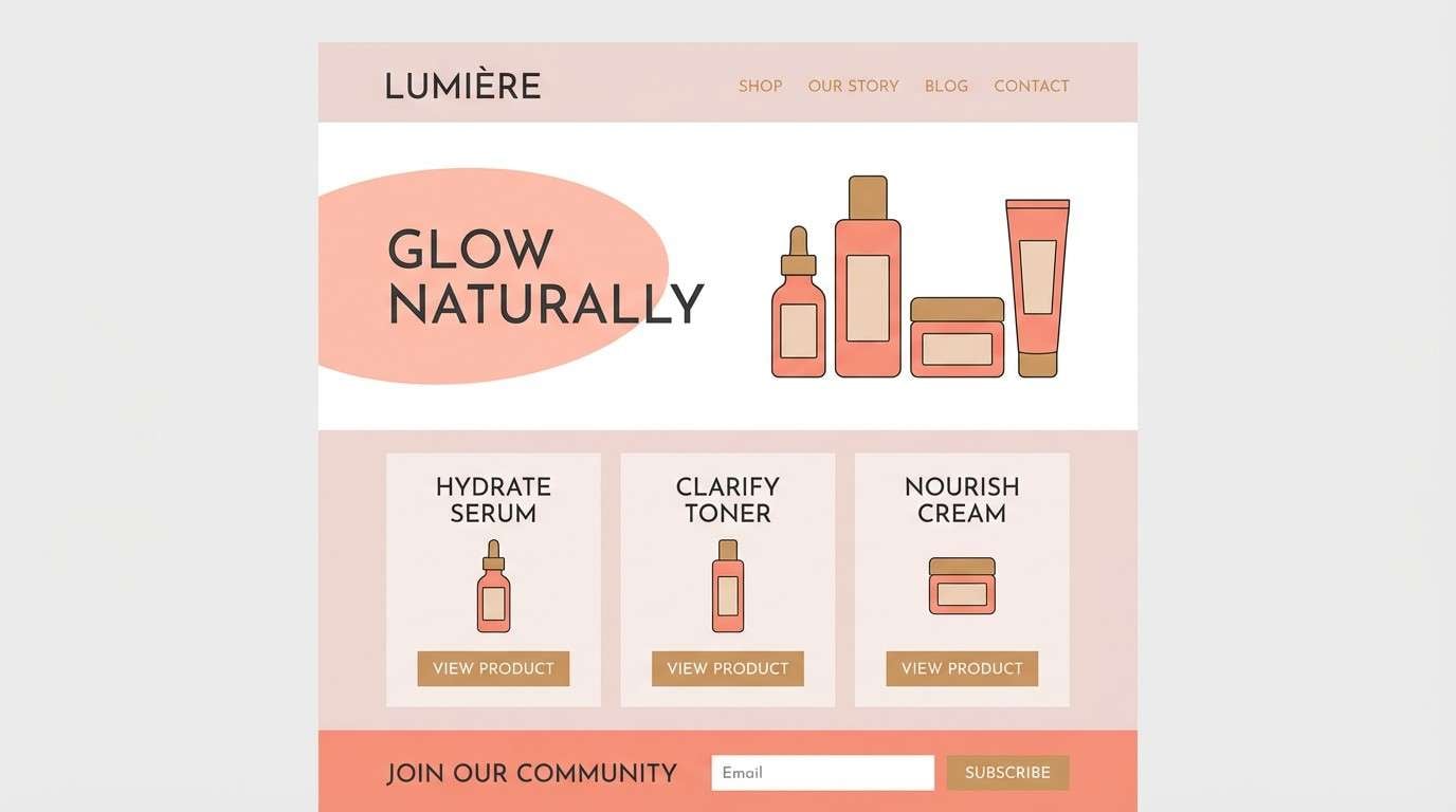 skincare landing ui in coral