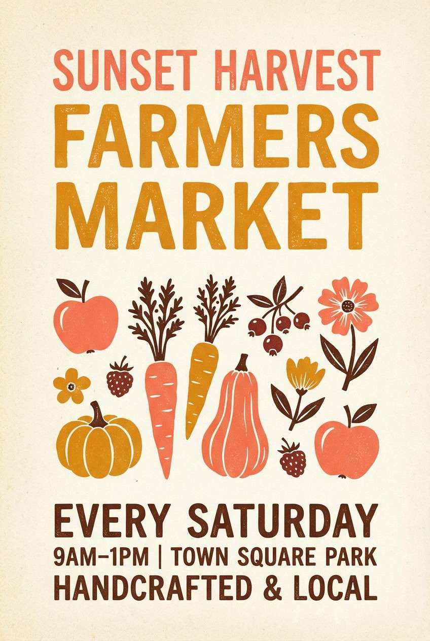 autumn market poster in warm tones