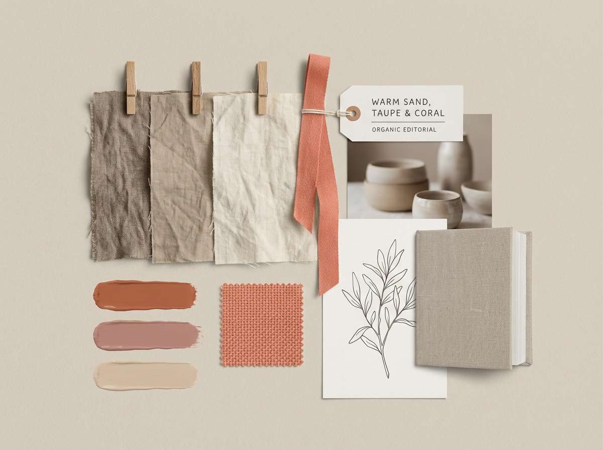 linen and coral mood board