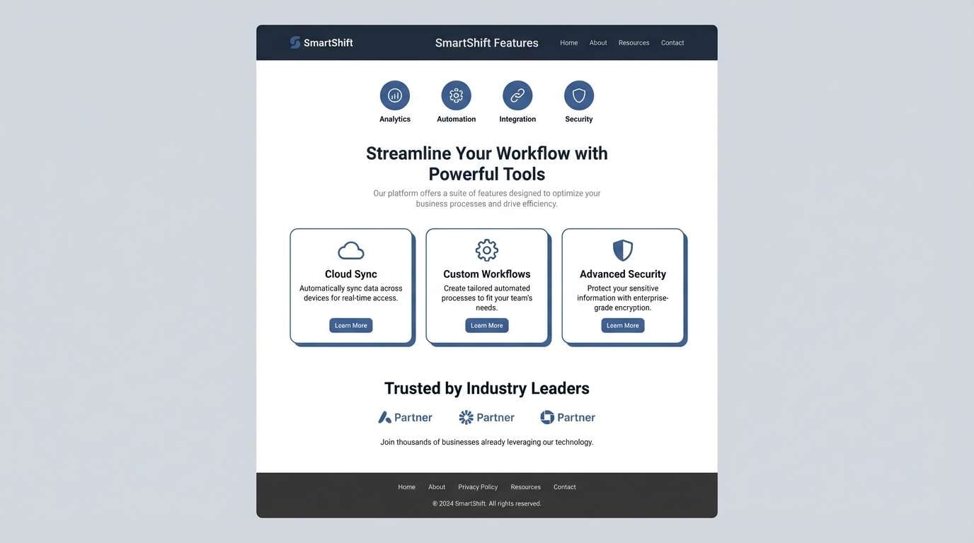 saas feature page ui