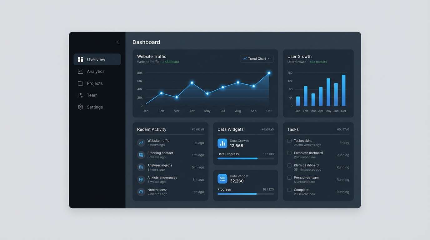 dark dashboard ui layout