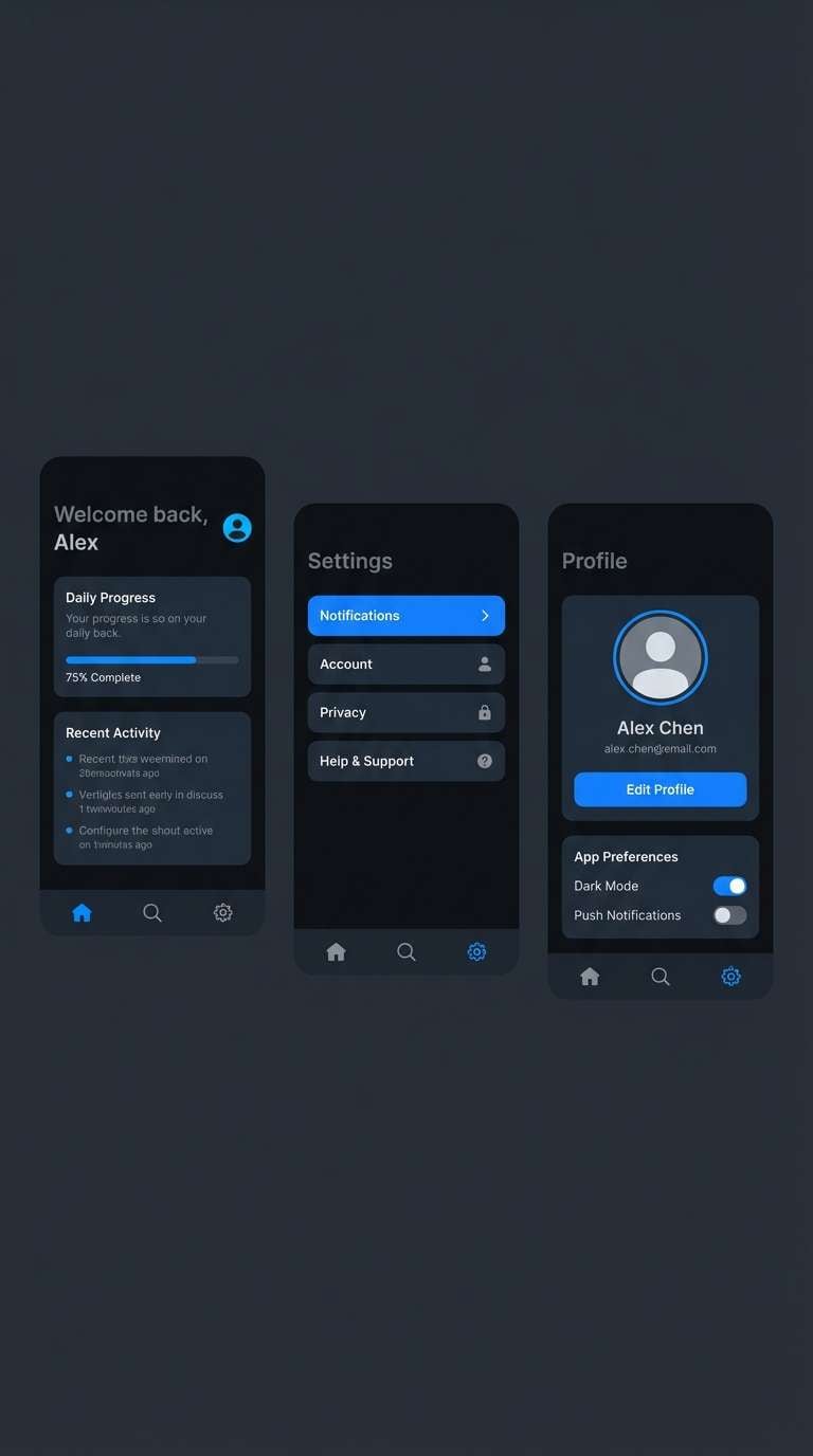 dark mode ui screens