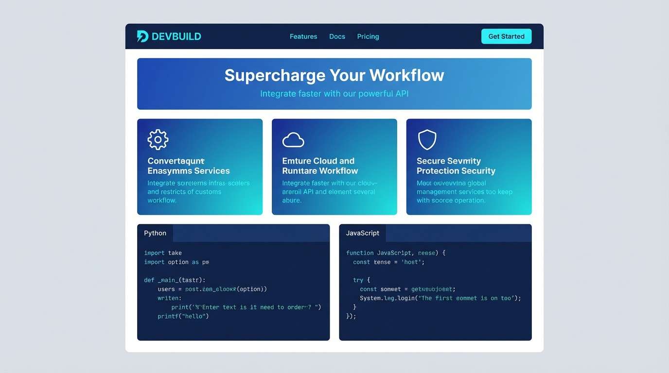 developer landing page ui