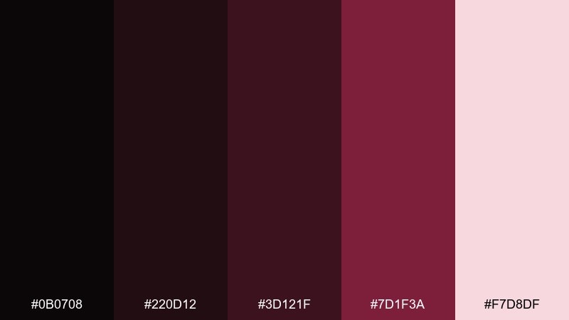 black cherry cola color palette with hex codes