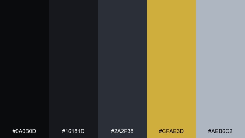black gold minimal ui color palette with hex codes
