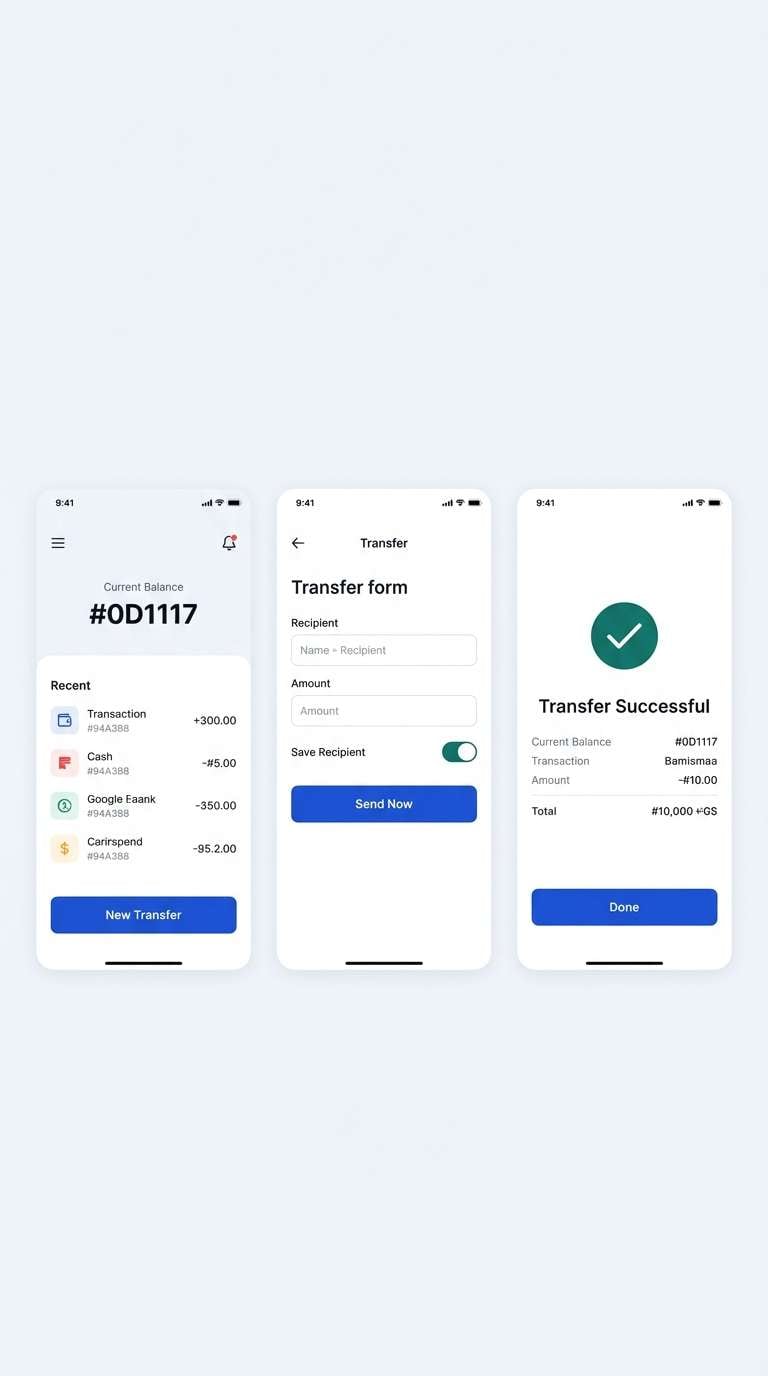 fintech ui in blue and teal
