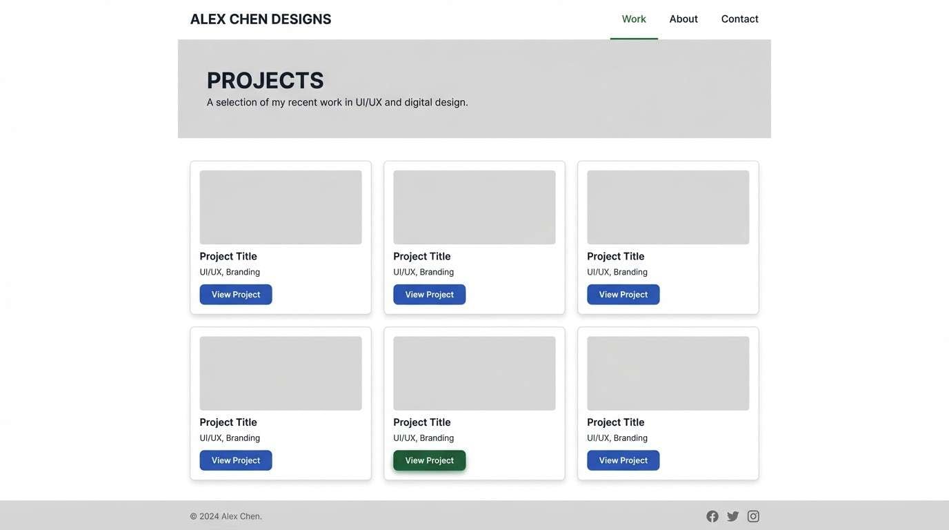 minimal portfolio website ui