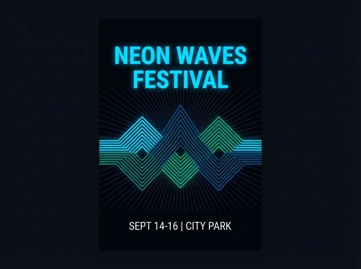 neon poster with ocean tones
