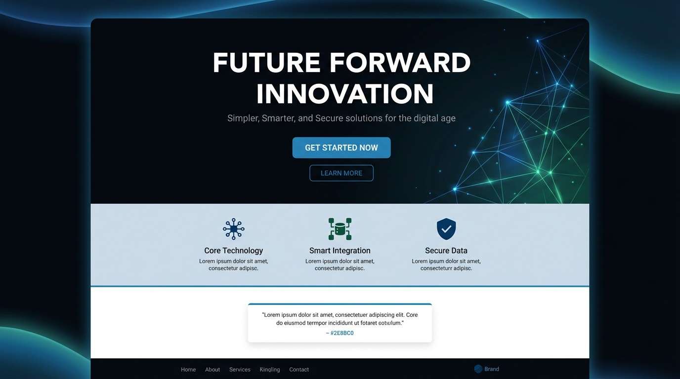 dark tech landing page hero