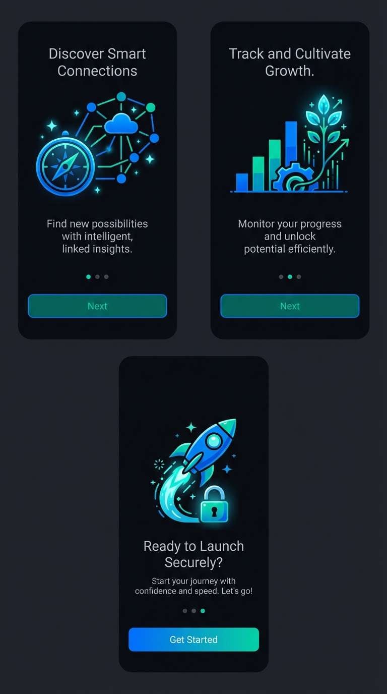 onboarding ui in neon blue