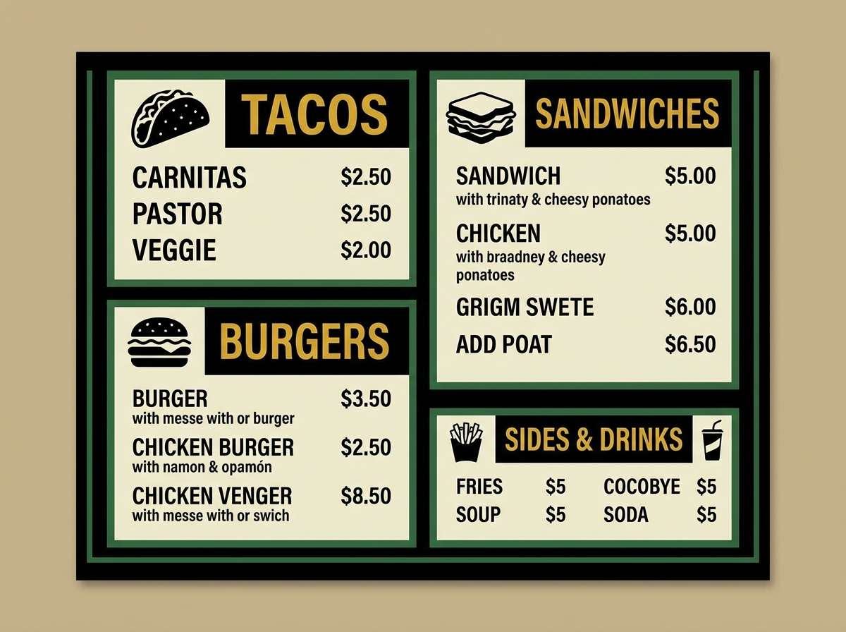 food truck menu