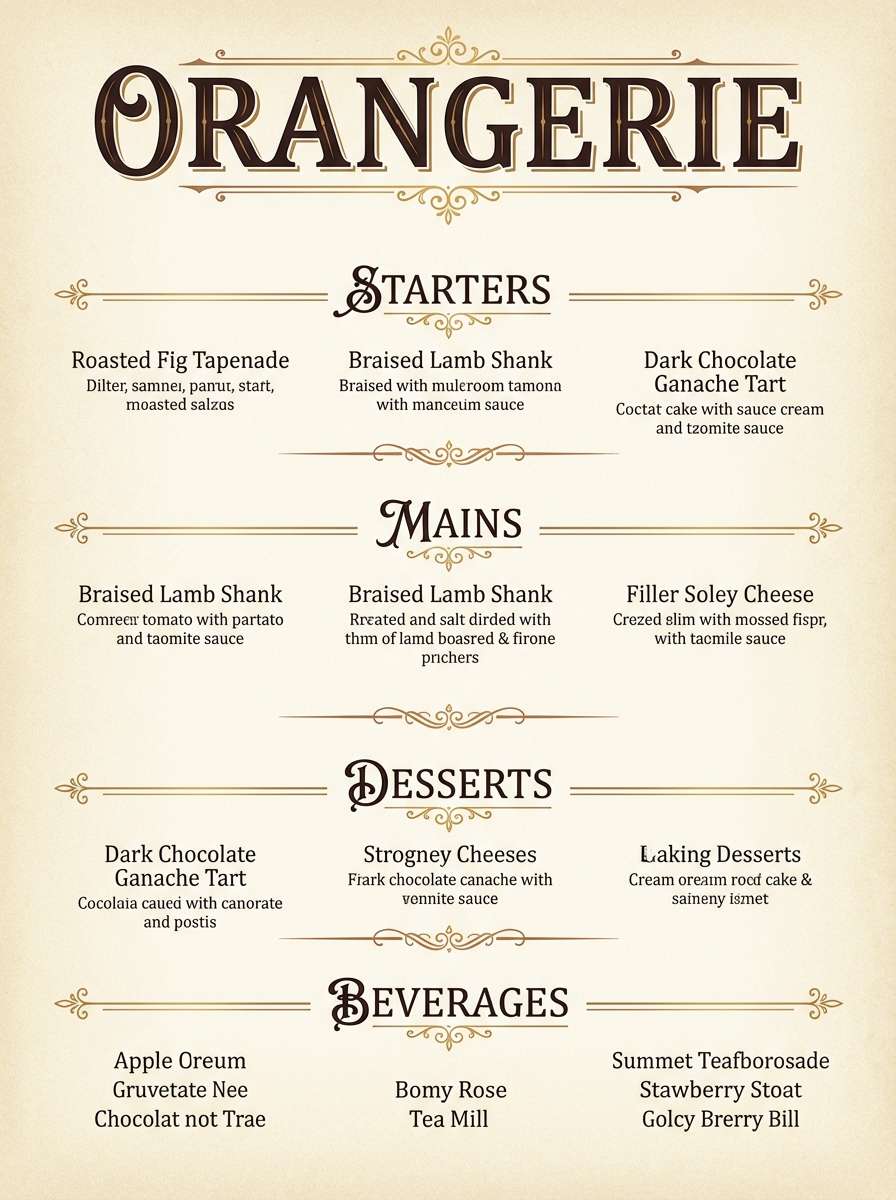 bronze restaurant menu design