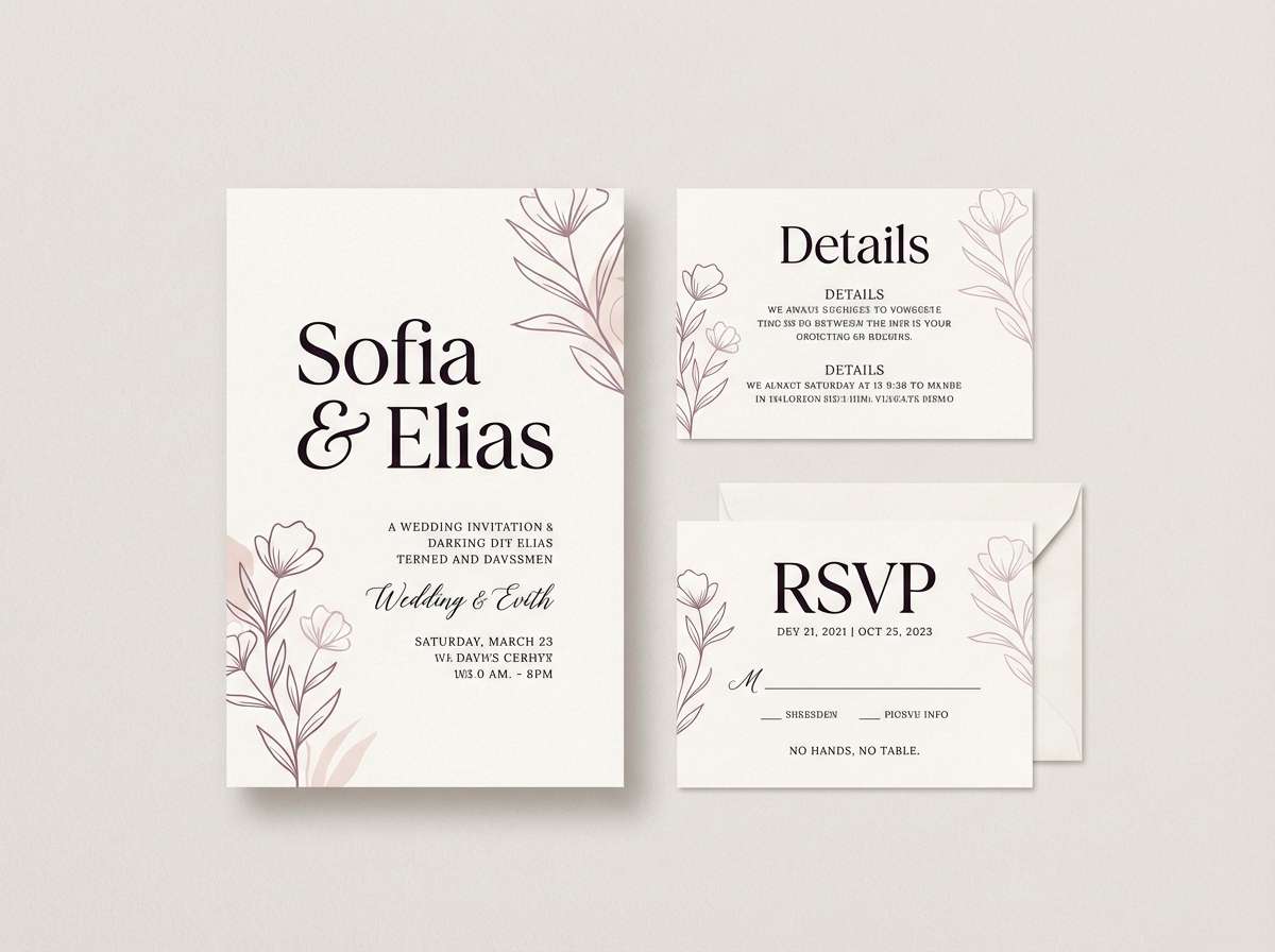 mauve wedding invitation suite