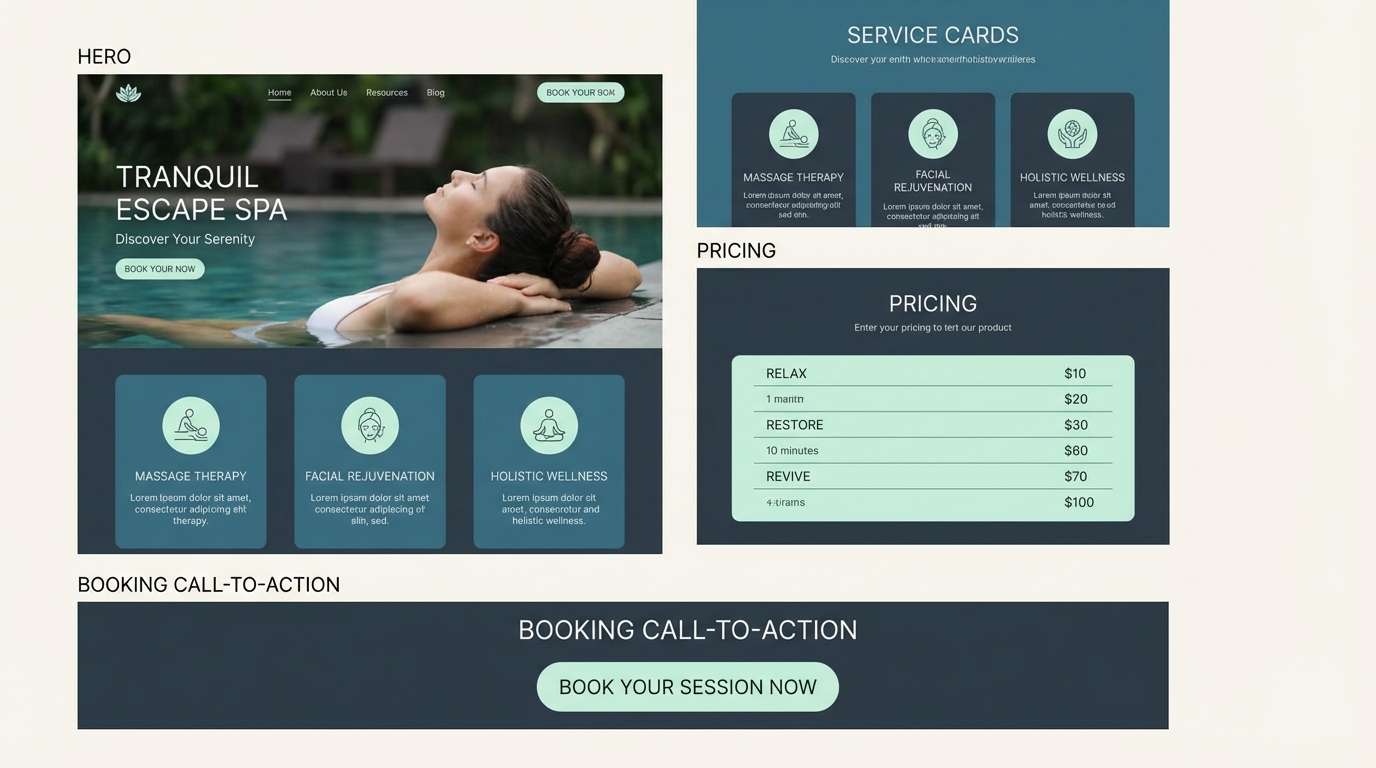 spa website ui mockup