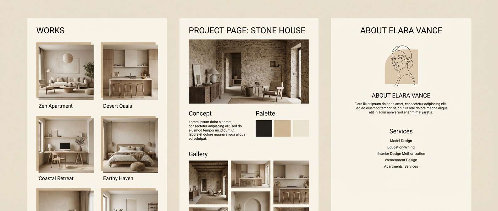 interior portfolio website ui