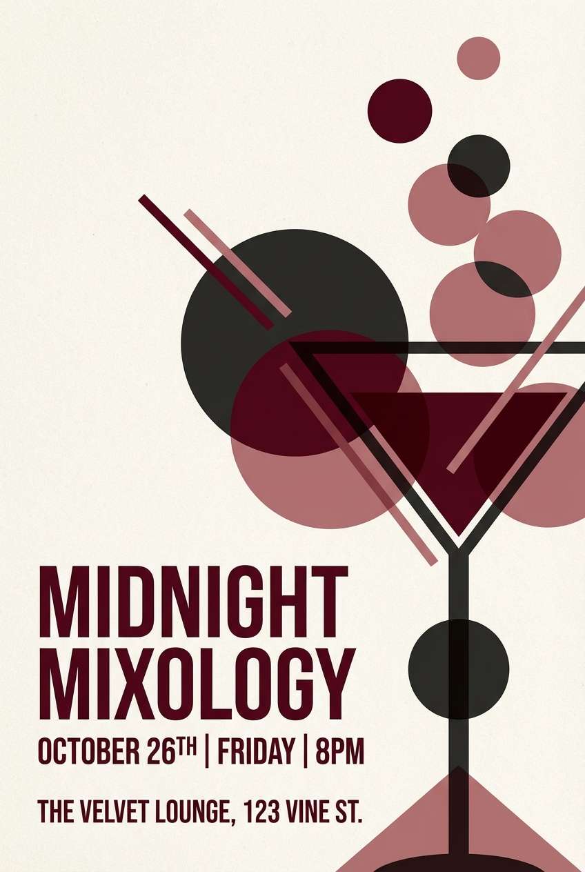 garnet cocktail bar flyer