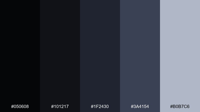 black hole ink outer space color palette with hex codes