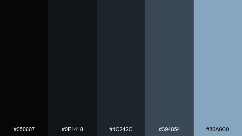 black pearl black hole color palette with hex codes