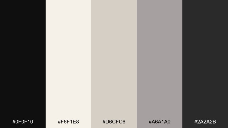 black tie pearl wedding color palette with hex codes