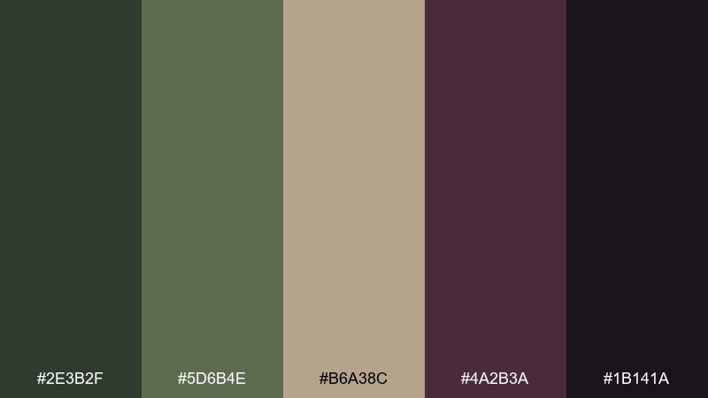 blackberry thicket woodland color palette with hex codes