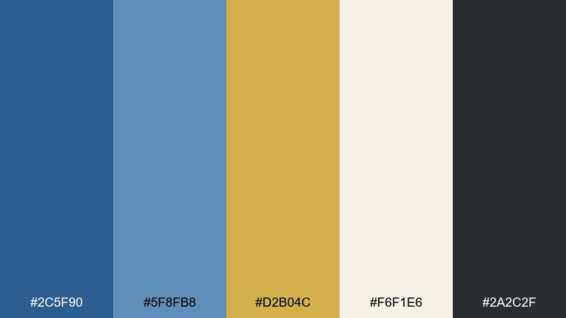 bleu and brass french blue color palette with hex codes