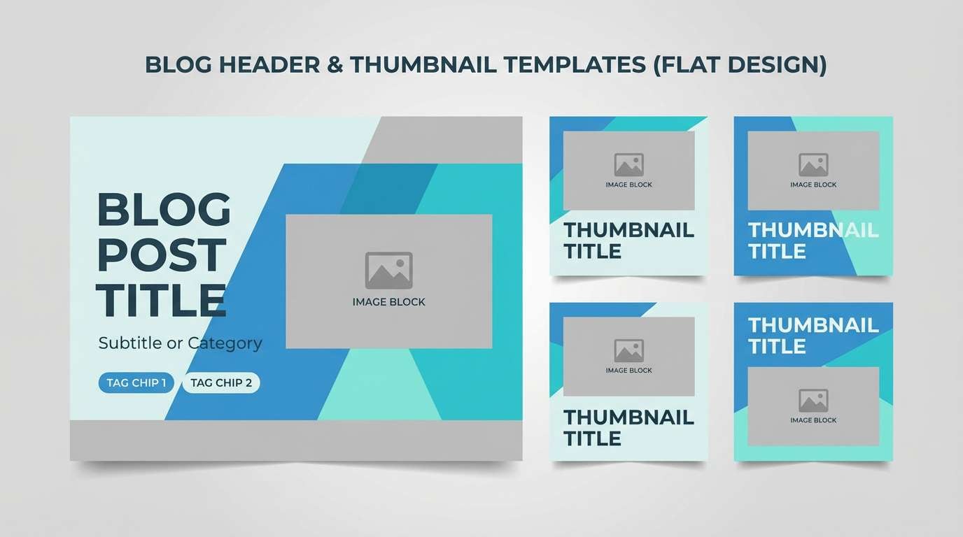 blog thumbnails in blue teal tones