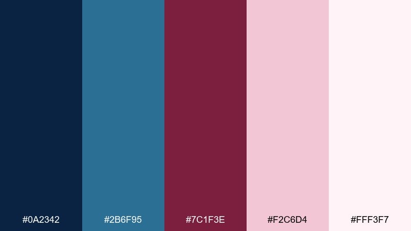 blossom nightfall color palette with hex codes
