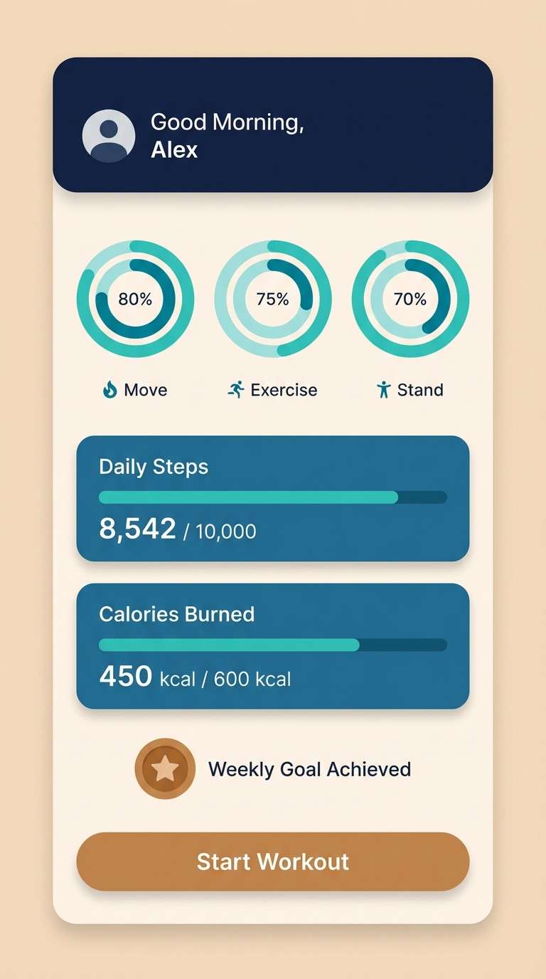 fitness app home screen