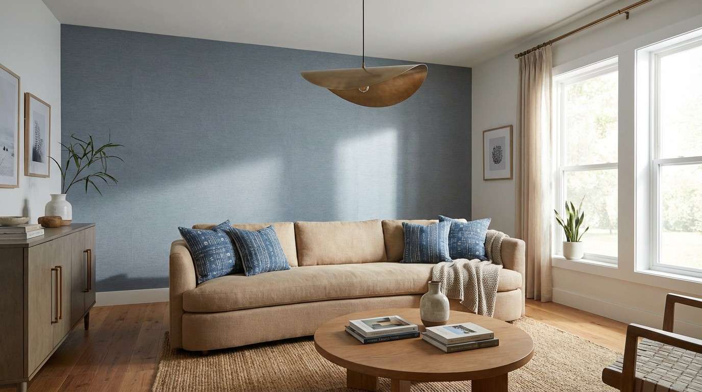 living room with bronze lighting