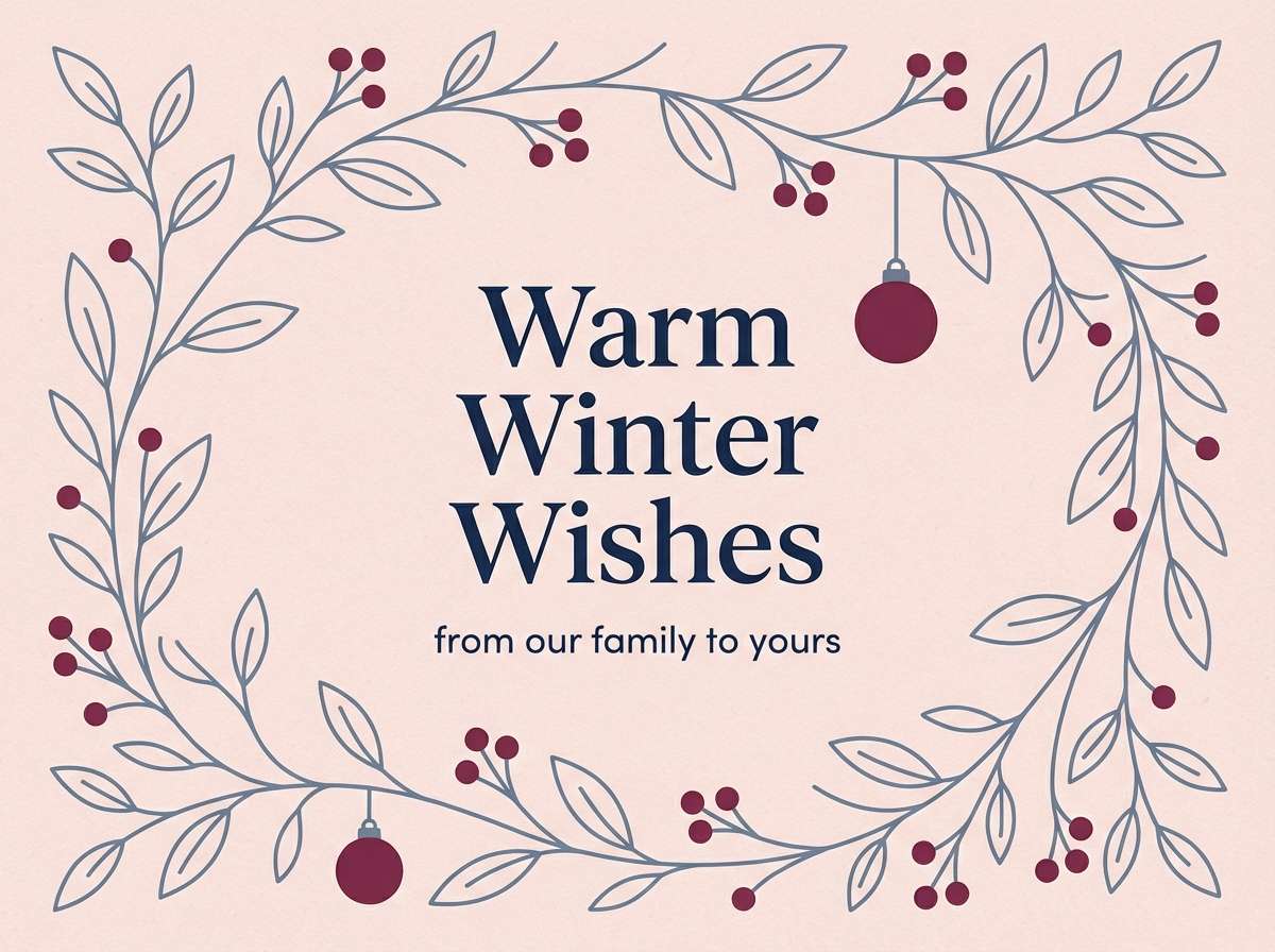 holiday card in navy berry