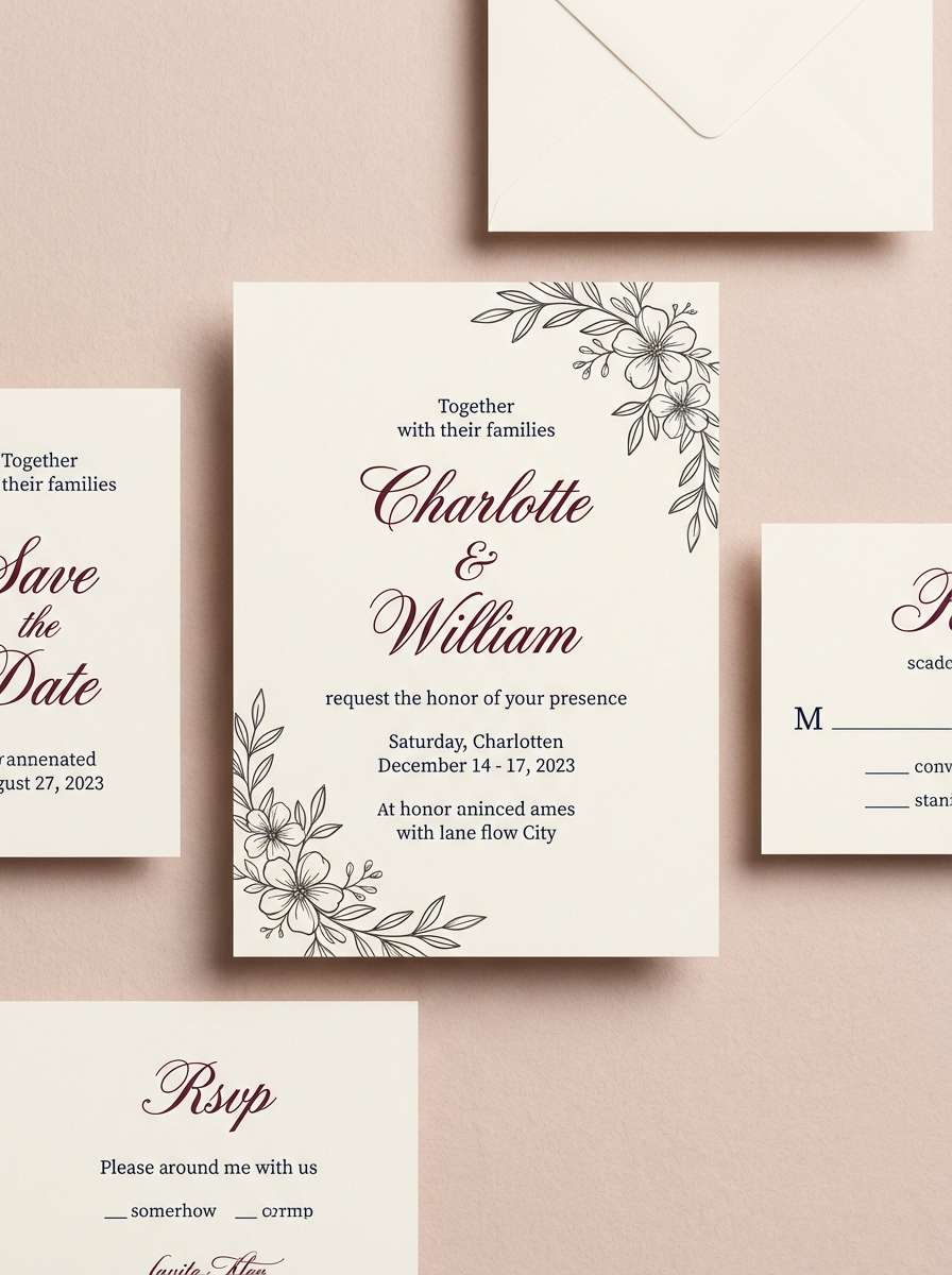 elegant burgundy navy invitation