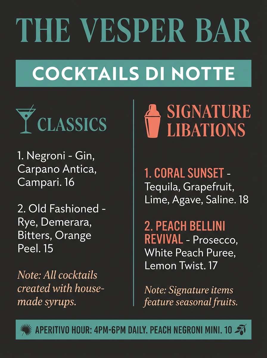 dark cocktail menu
