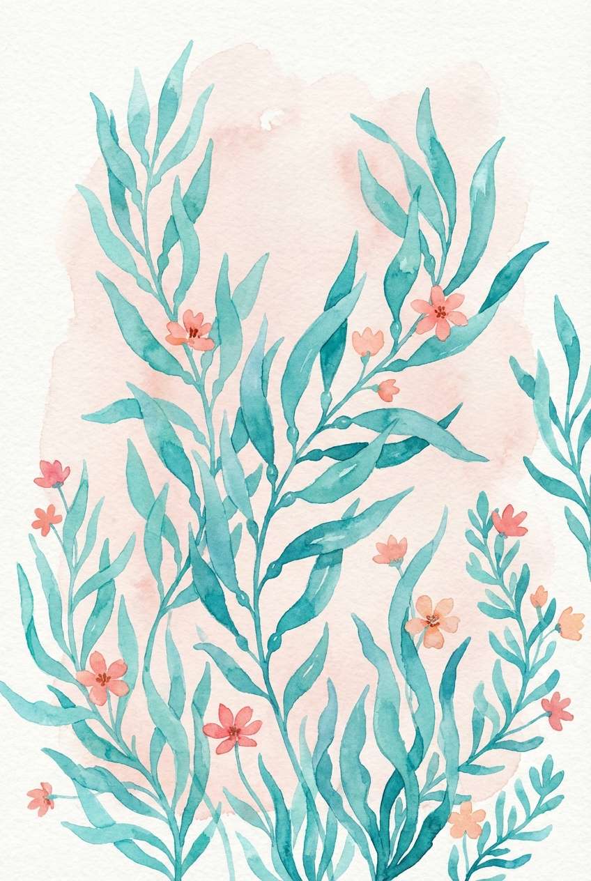 watercolor kelp illustration