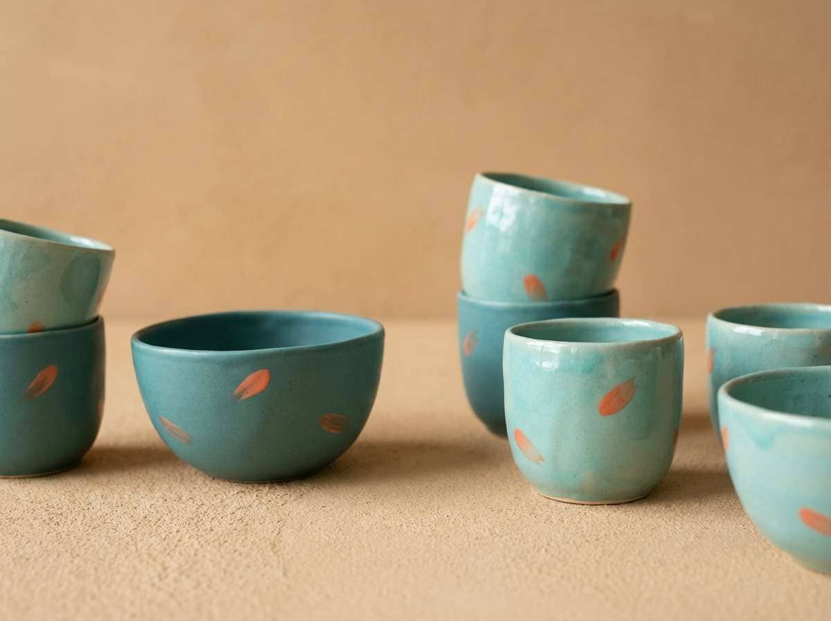 handmade ceramics in teal