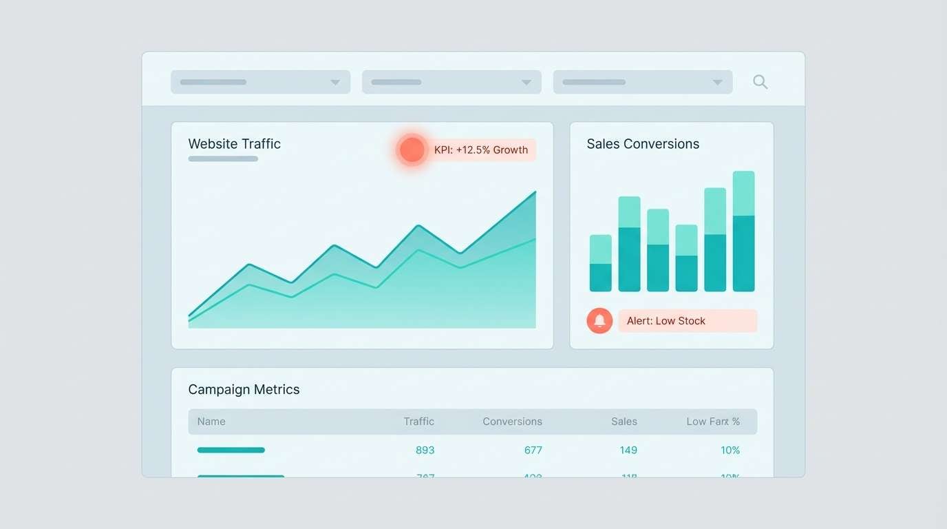 analytics dashboard in teal