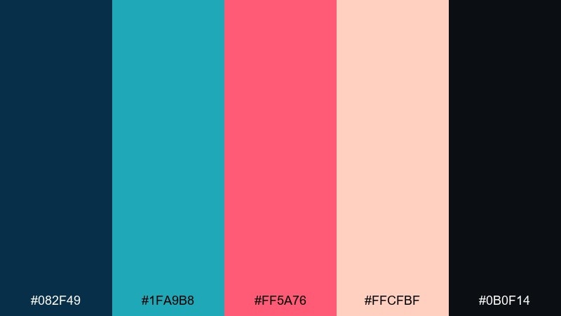 blue coral night blue coral color palette with hex codes