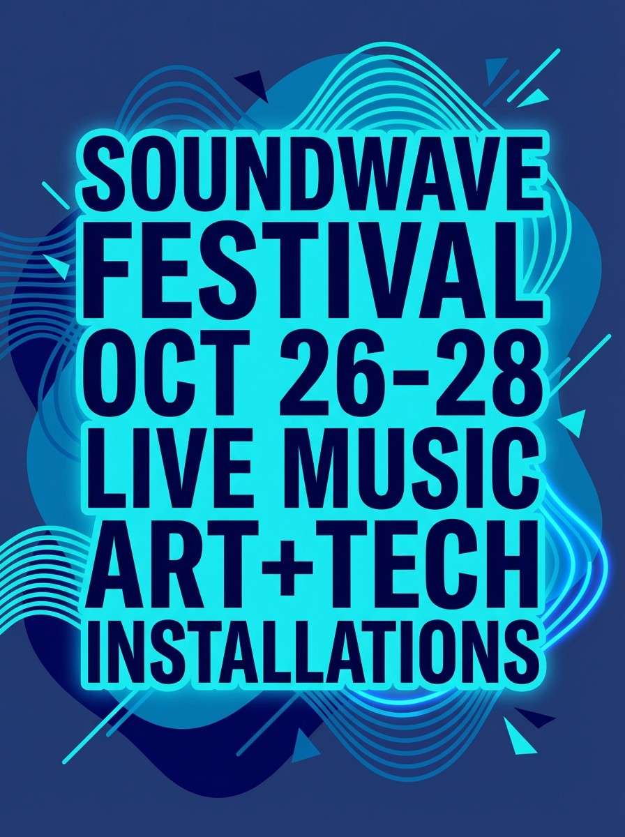 festival poster in electric cyan
