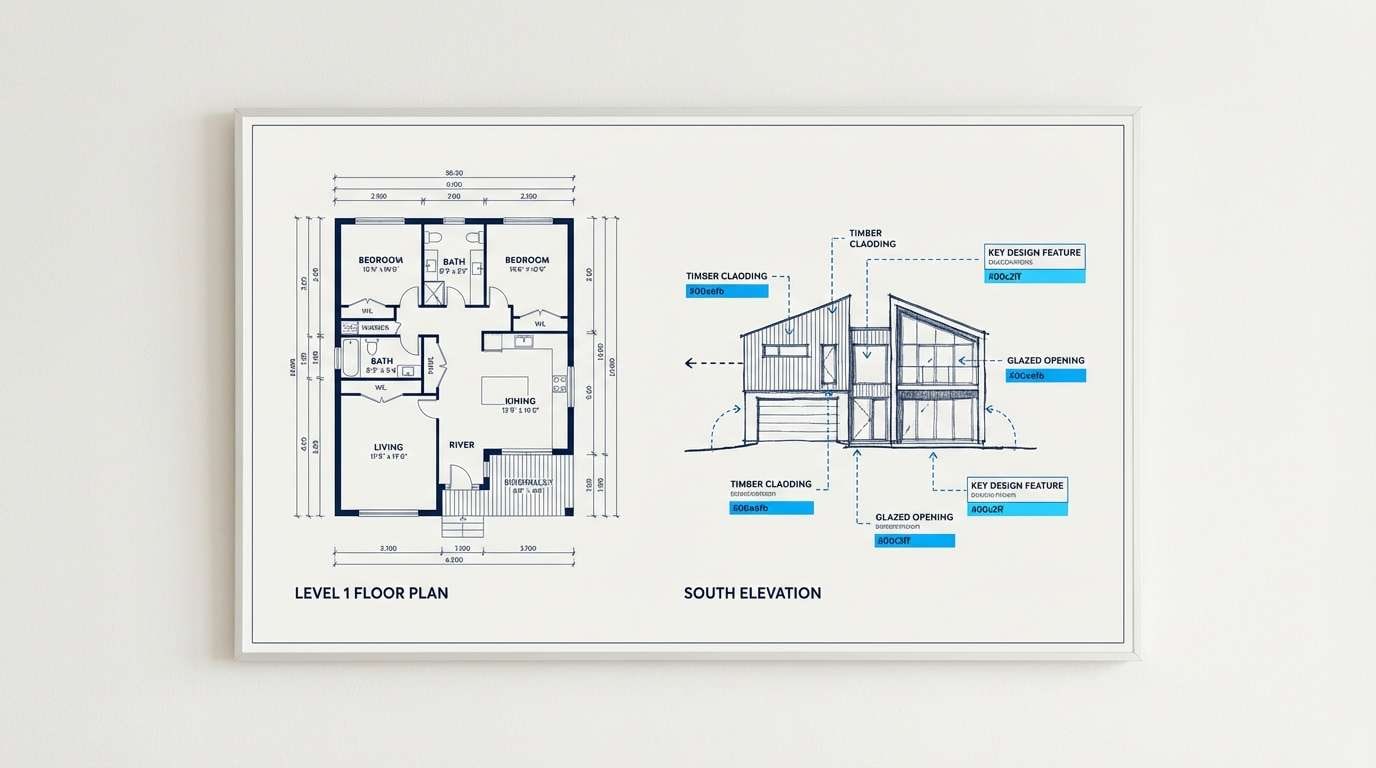 architectural board in blue cyan