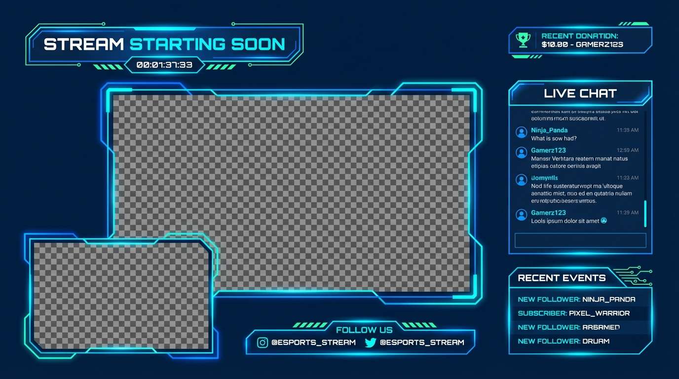 neon gaming overlay layout