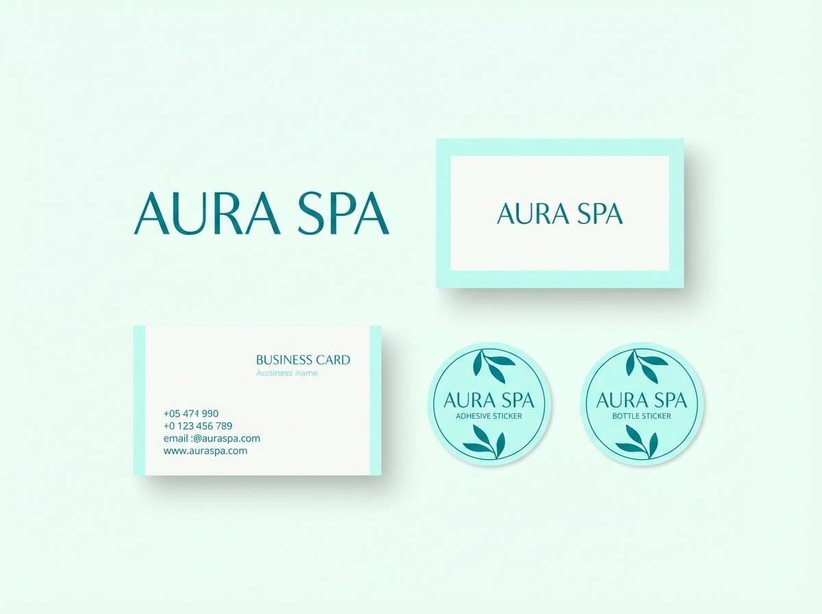 spa branding set in teal