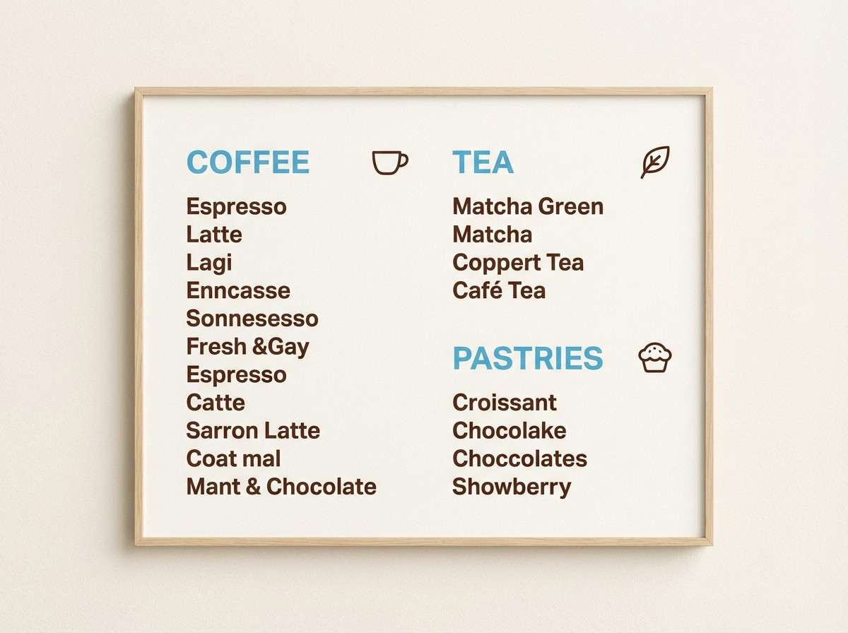 cafe menu board