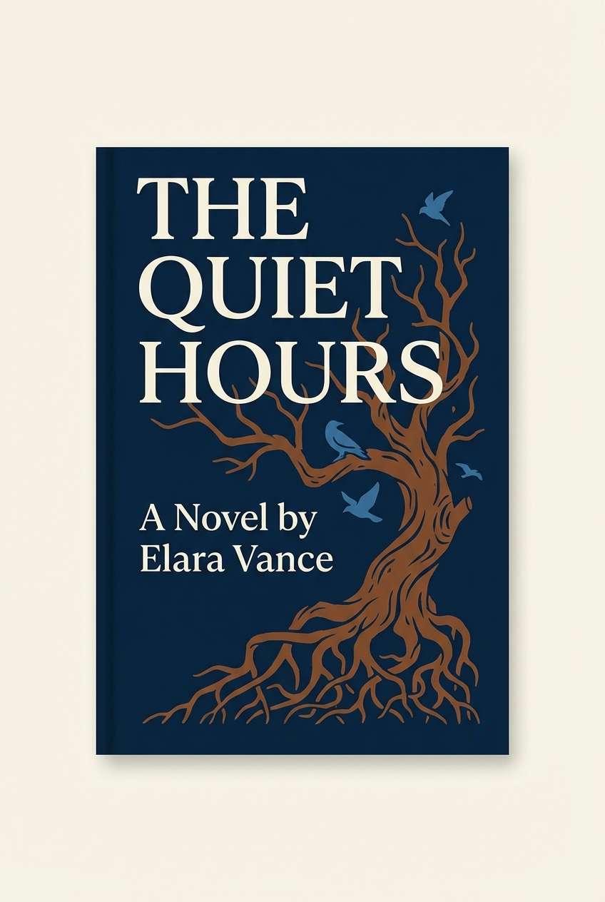 book cover in navy brown