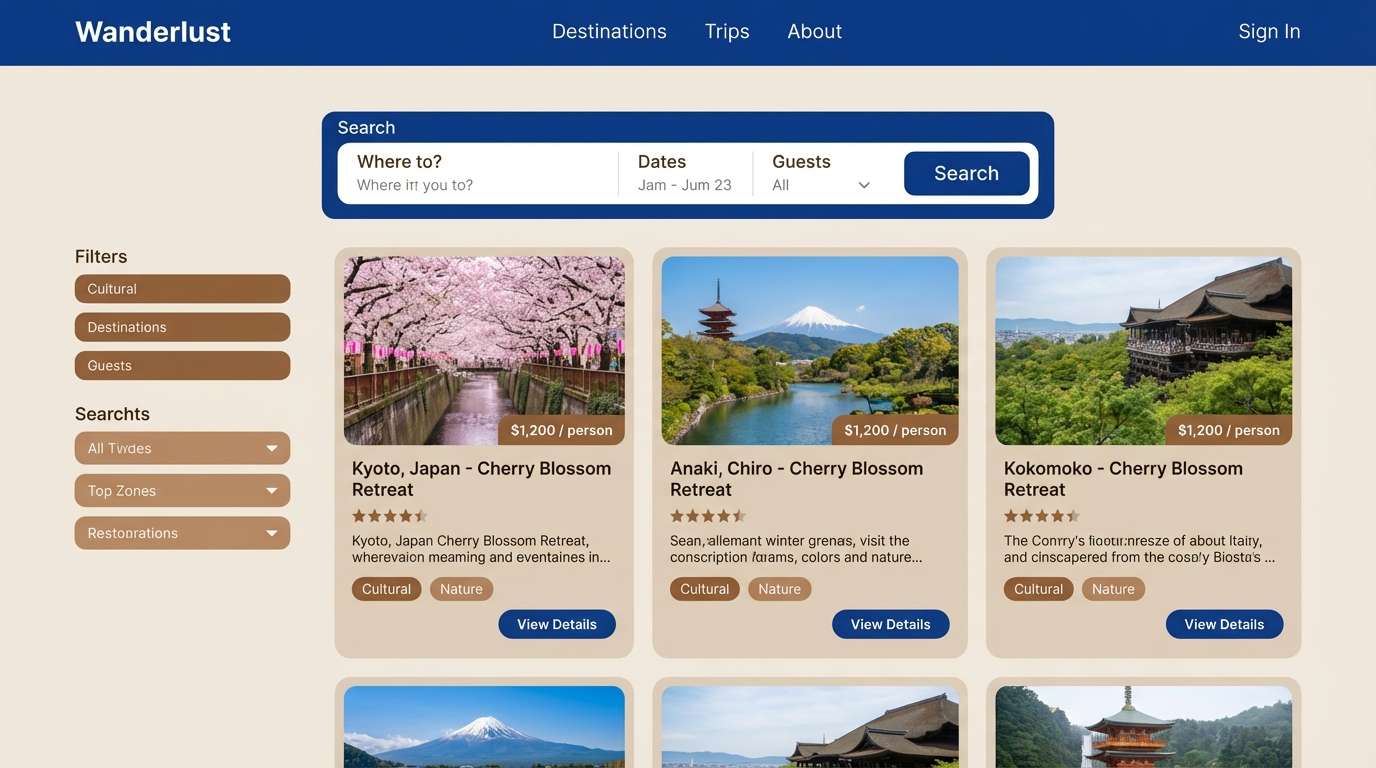 travel listing ui
