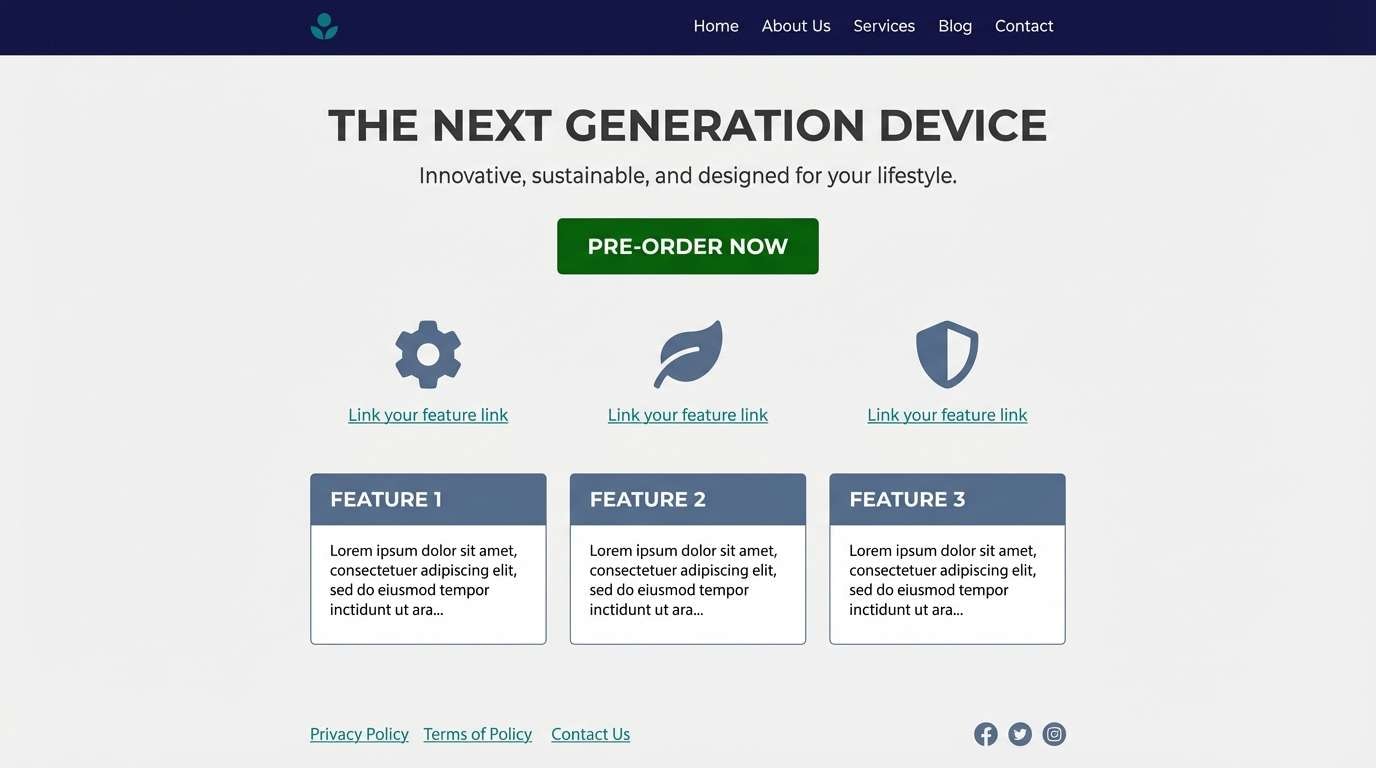 product landing page mockup