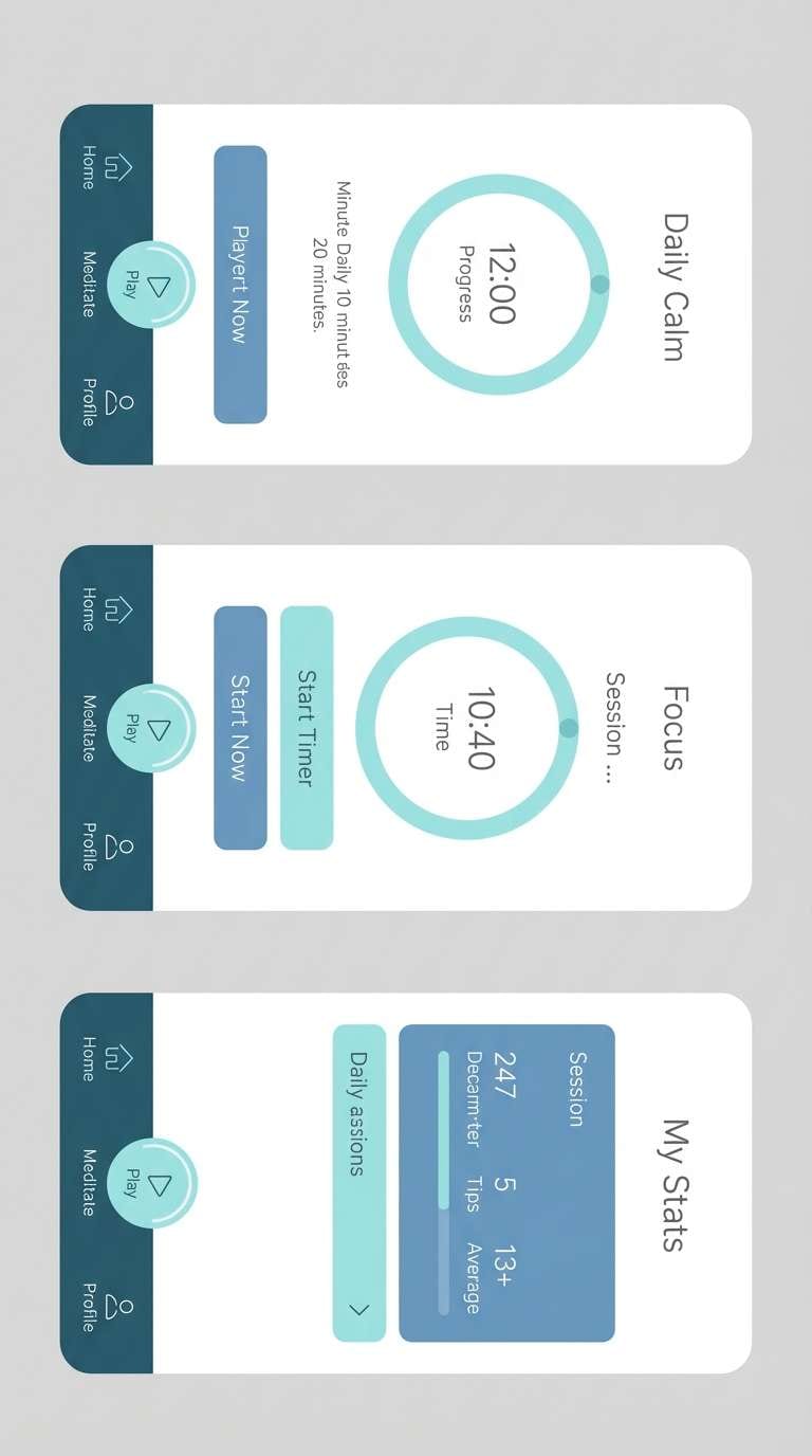 meditation ui in calm teal